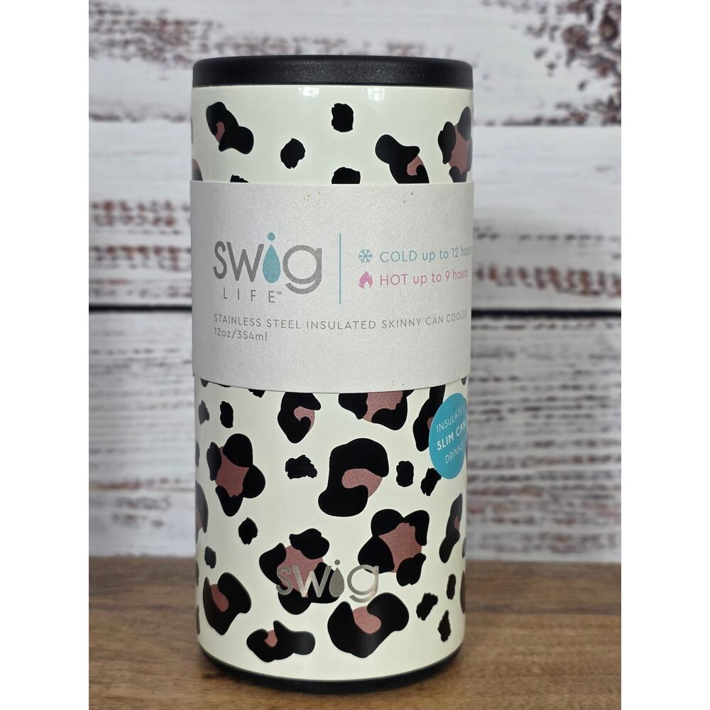 SWIG 12oz Luxy Leopard Skinny Can Cooler NEW